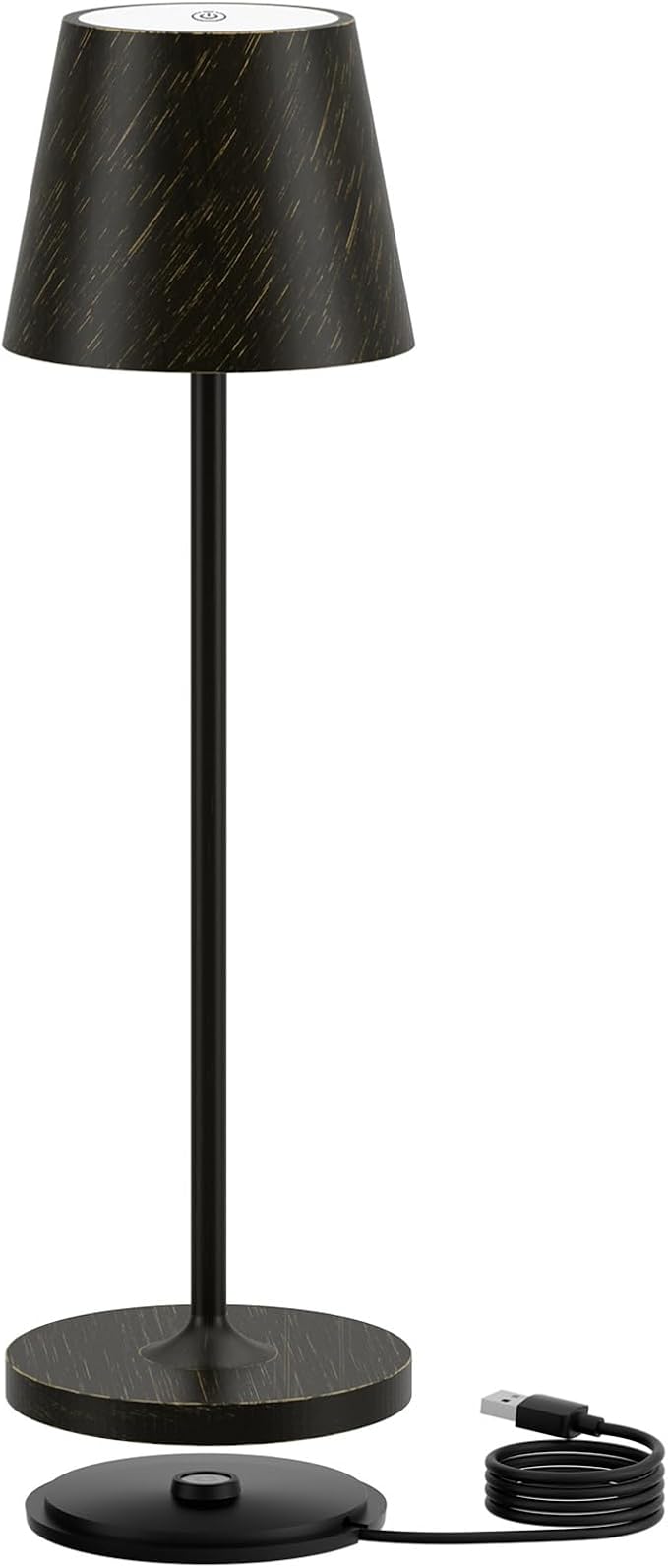 Ralbay IP54 Aluminum Cordless Rechargeable Table Lamp LED Modern Battery Operated 4800mAh Waterproof Portable Stepless Dimmable Desk Lamp for Restaurant/Bedroom/Camping/Outdoor (Black Brush Gold)