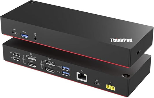 ThinkPad 40AF0135 Universal Hybrid USB-C with USB-A Adapter Docking Station for Lenovo Laptops, Dual Monitor, Comes with ITSPWR HDMI 4K Cable + 50 Cable Ties