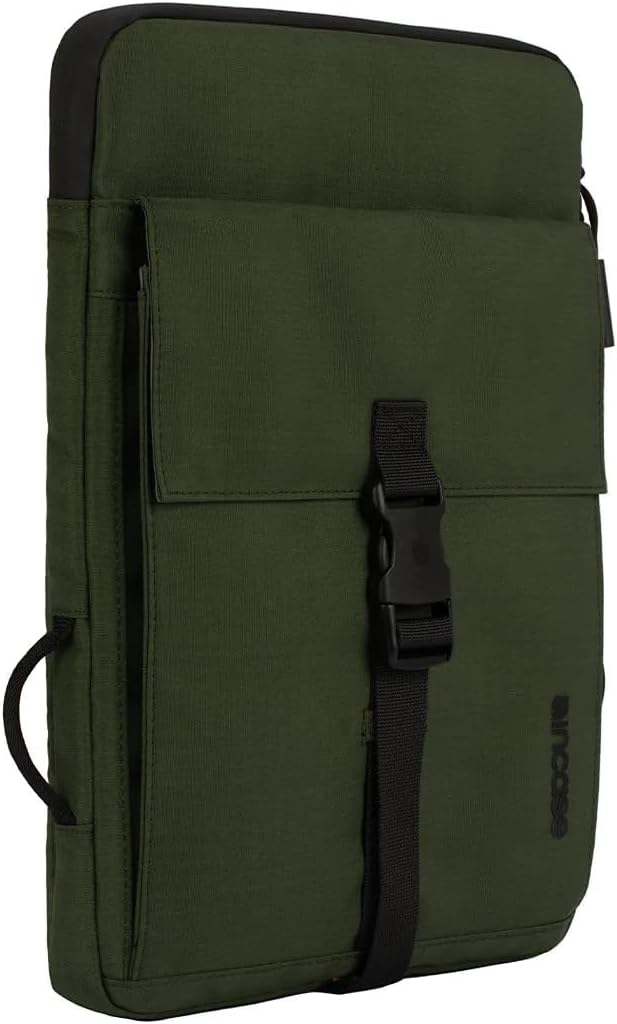 Incase Transfer Sleeve - 14-inch Laptop/MacBook & Tablet/iPad Case - Protective, Lightweight, Hybrid Sleeve and Sling Design, Expandable Front Pocket, Accessory Pocket, Buckle Clasp Closure - Green