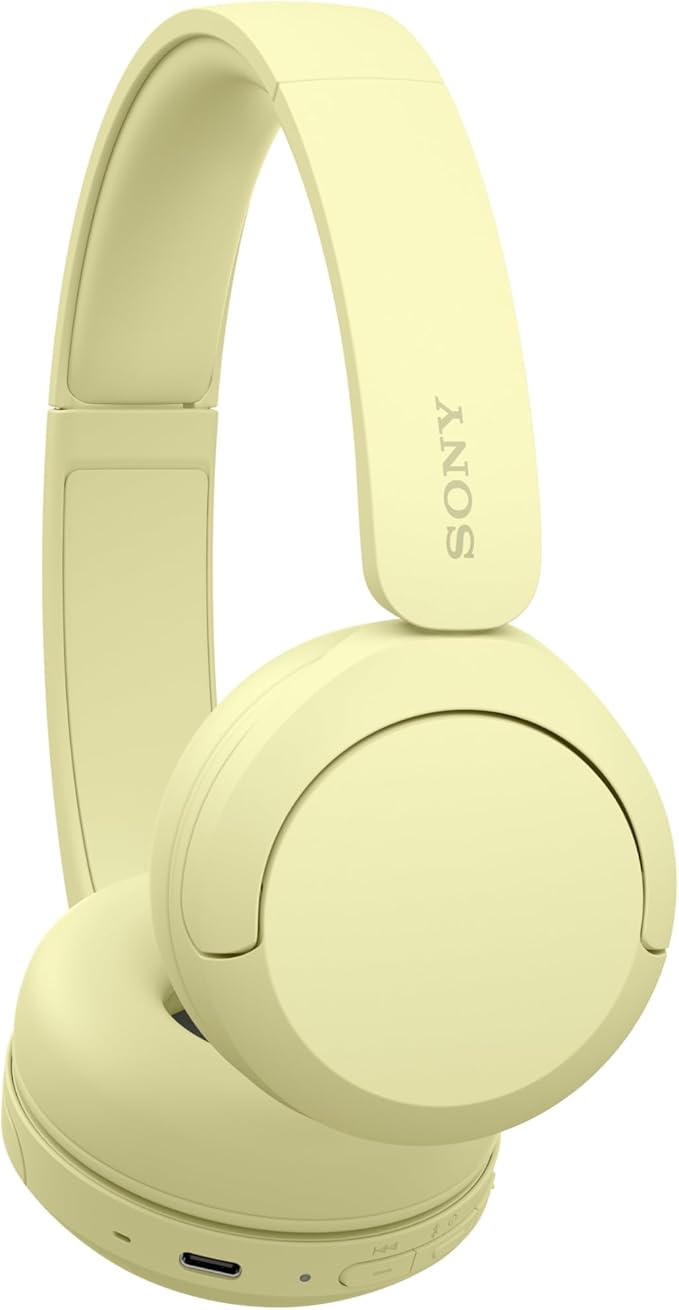 Sony WH-CH520 Wireless Headphones Bluetooth On-Ear Headset with Microphone and up to 50 Hours Battery Life with Quick Charging, Butter Yellow
