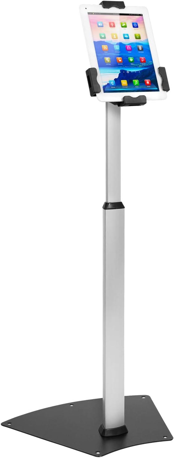 Mount-It! Anti-Theft Universal Tablet Floor Stand Kiosk – Height Adjustable Kiosk Floor Stand - Locking Tablet Mount Stand for iPad, Galaxy, Surface Go & Other 7.9"- 10.9" Tablets
