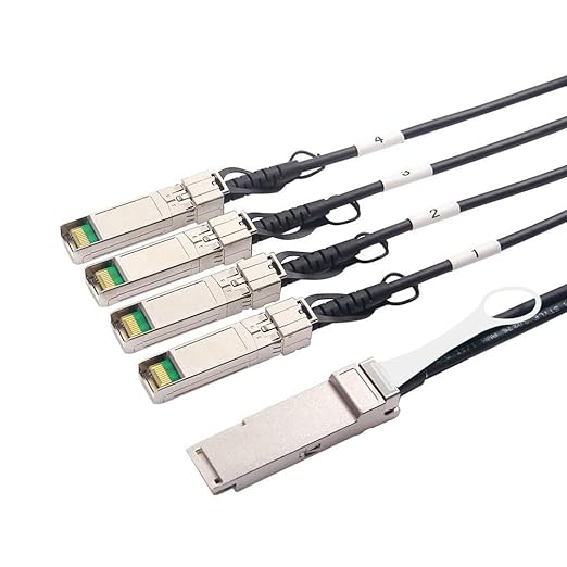 10Gtek 40G QSFP+ to 4xSFP+ Breakout DAC for Cisco QSFP-4SFP10G-CU1M - 40GBASE-CR4 Passive Direct Attach Copper Twinax QSFP to SFP Cable for Cisco Devices, 1-Meter(3.3ft)