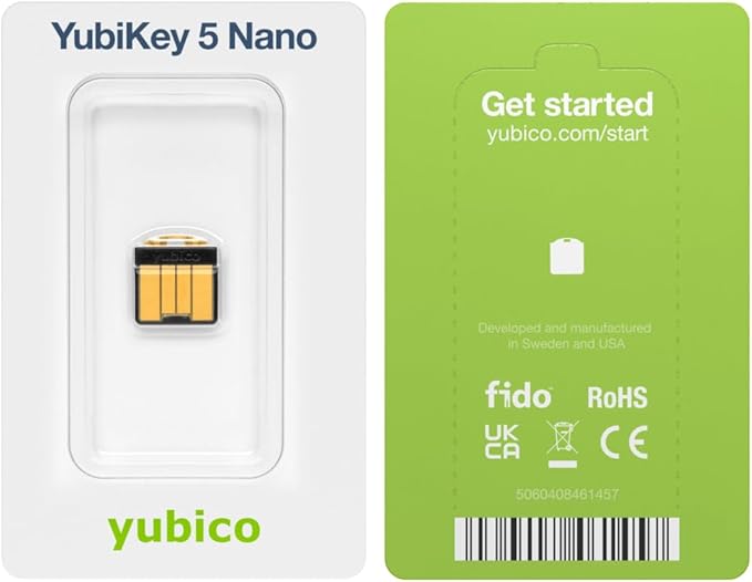 Yubico - YubiKey 5 Nano - Two-factor authentication (2FA) security key, connect via USB-A, compact size, FIDO certified - Protect your online accounts