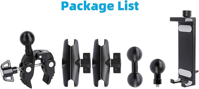 Aluminum Dual Arm Tablet Mount with Super Clamp for Rails 0.5'' to 2'' in Diameter, Side Mount Tablet Holder for Mic Stand, Compatible with iPad Pro 12.9 Air Mini, Galaxy Tab, 4.7-12.9" Tablets