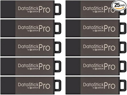 2GB DataStick Pro by Centon, 25 Pack, USB 2.0 Flash Drive Memory Stick for Storage and Backup