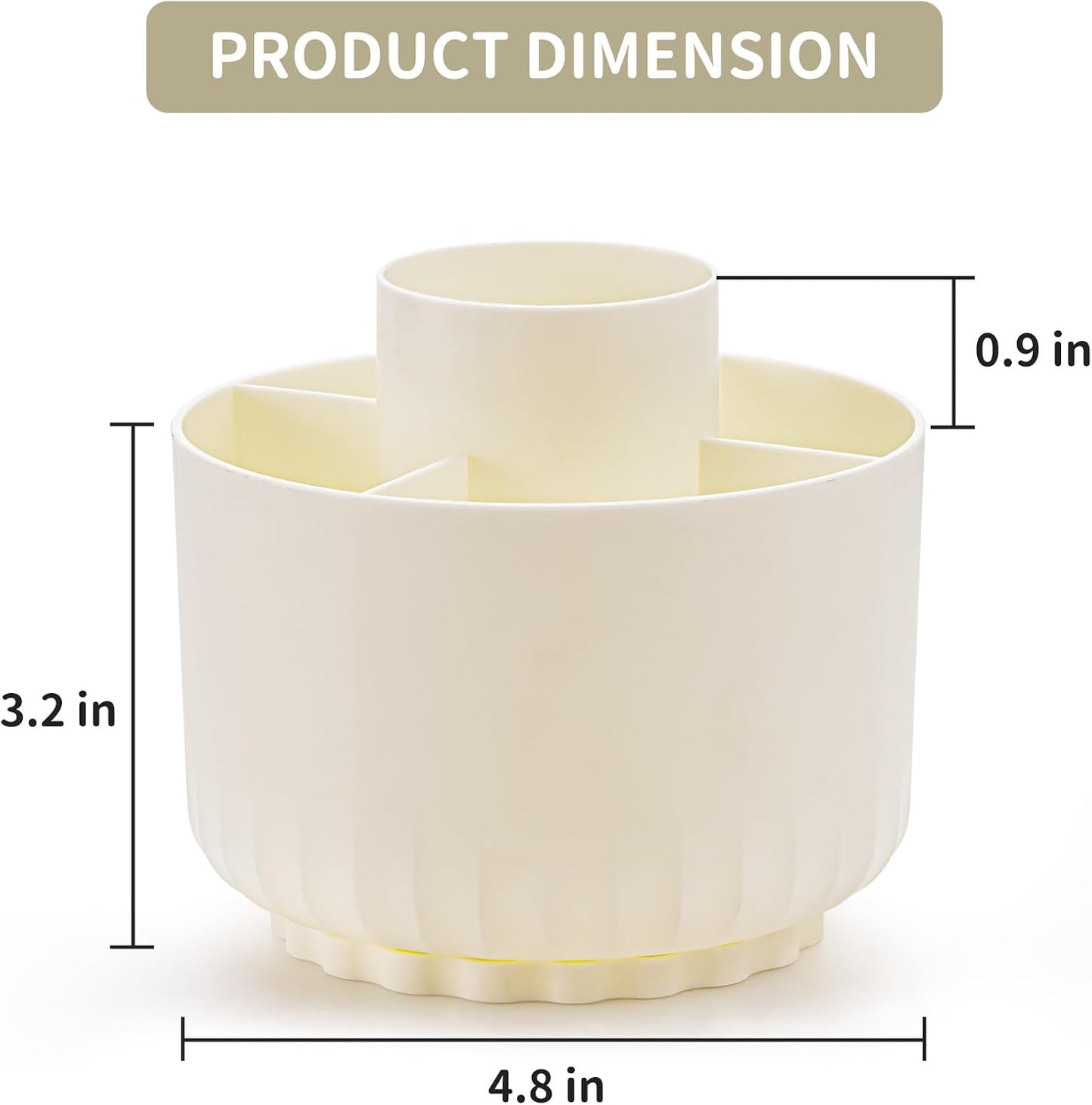 Marbrasse Desk Organizer, 360-Degree Rotating Pen Pencil Holder, Desk Organizers and Accessories with 5 Compartments Pencil Organizer, Art Supply Storage Box Caddy for Office, Home(Beige)