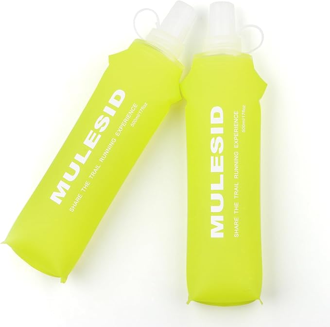 Soft Flask Running Bottles Collapsible Water Bottle Foldable for Traveling Running Vest Collapse Hydration TPU 500ml for Runner (500ml/16.9oz- Pack of 2)
