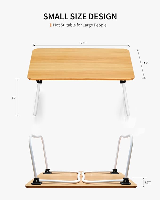 Foldable Lap Desk, Laptop Bed Desk, Portable Bed Table, Laptop Stand for Bed & Couch, Lightweight & Mini - Oak
