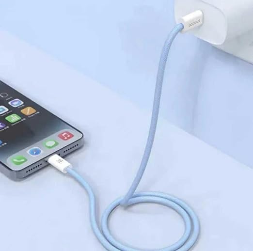 Pebble 60W USB-C to USB-C Cable – 6.6ft Blue | Fast Charging, Durable Nylon Braided, Universal USB-C Compatibility (ABS Shell)