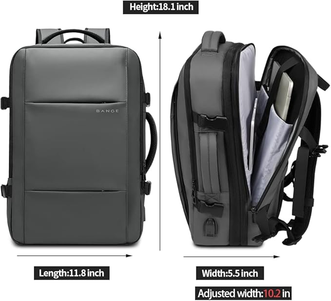 BANGE Expandable Travel Backpack,35LCarry on Backpack for Women Men Airline Approved Gym Backpack Waterproof Business Laptop Daypack…