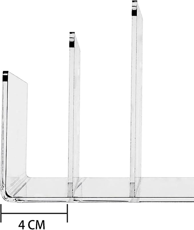 Acrylic File Organizer, 4Sections Clear Desk Organizer for Home Office, Desktop File Folder, Acrylic Mail Organizer Countertop for Notebook, Document and Paper, Clear File Holder,1Pcs