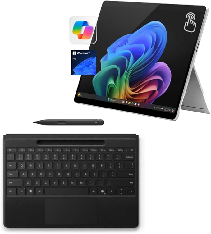 Microsoft Surface Pro 11 Bundle, 13" Copilot+ PC with Black Surface Pro Flex Keyboard & Slim Pen, Snapdragon X Plus, AI Tablet Essential Bundle for Surface Pro 11, 16GB RAM, 2TB SSD, Win 11 Pro