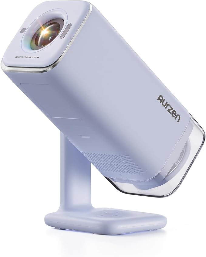 Aurzen BOOM Air Portable Google TV Projector with WiFi and Bluetooth, Smart Projector for Outdoor & Home Movie, USB-C Powered, 4K Supported, Real-Time Focus, Dolby Audio, Adjustable Stand, Blue