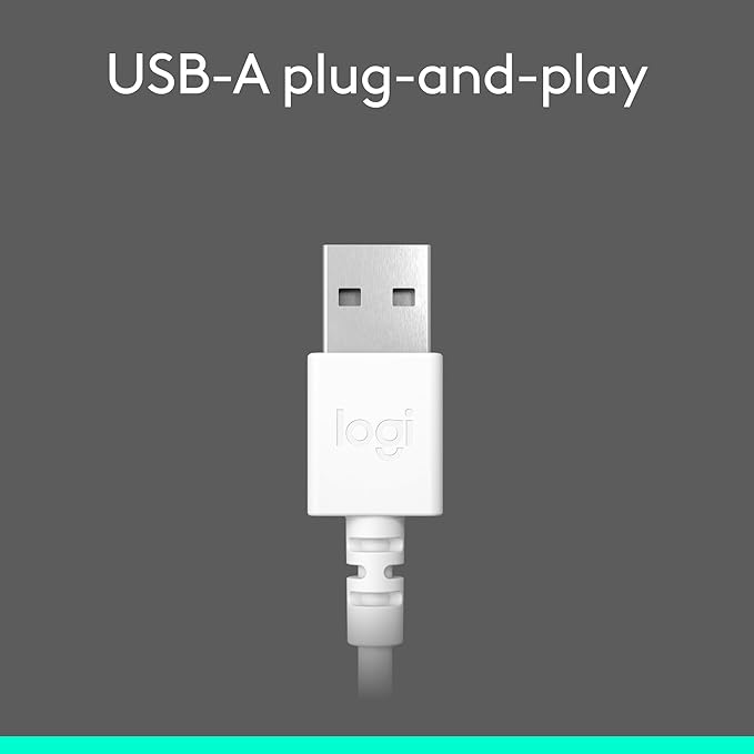 Logitech H390 Gaming Headphones, Wired Headphones with Mic, USB Headset with Microphone for PC, Noise Cancelling Microphone for Video Meetings, Music, Gaming - Off White