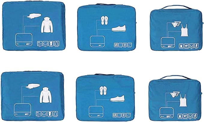 Packing Cubes Set Travel Luggage Organizers Suitcase Lightweight Accessories (Sky Blue)