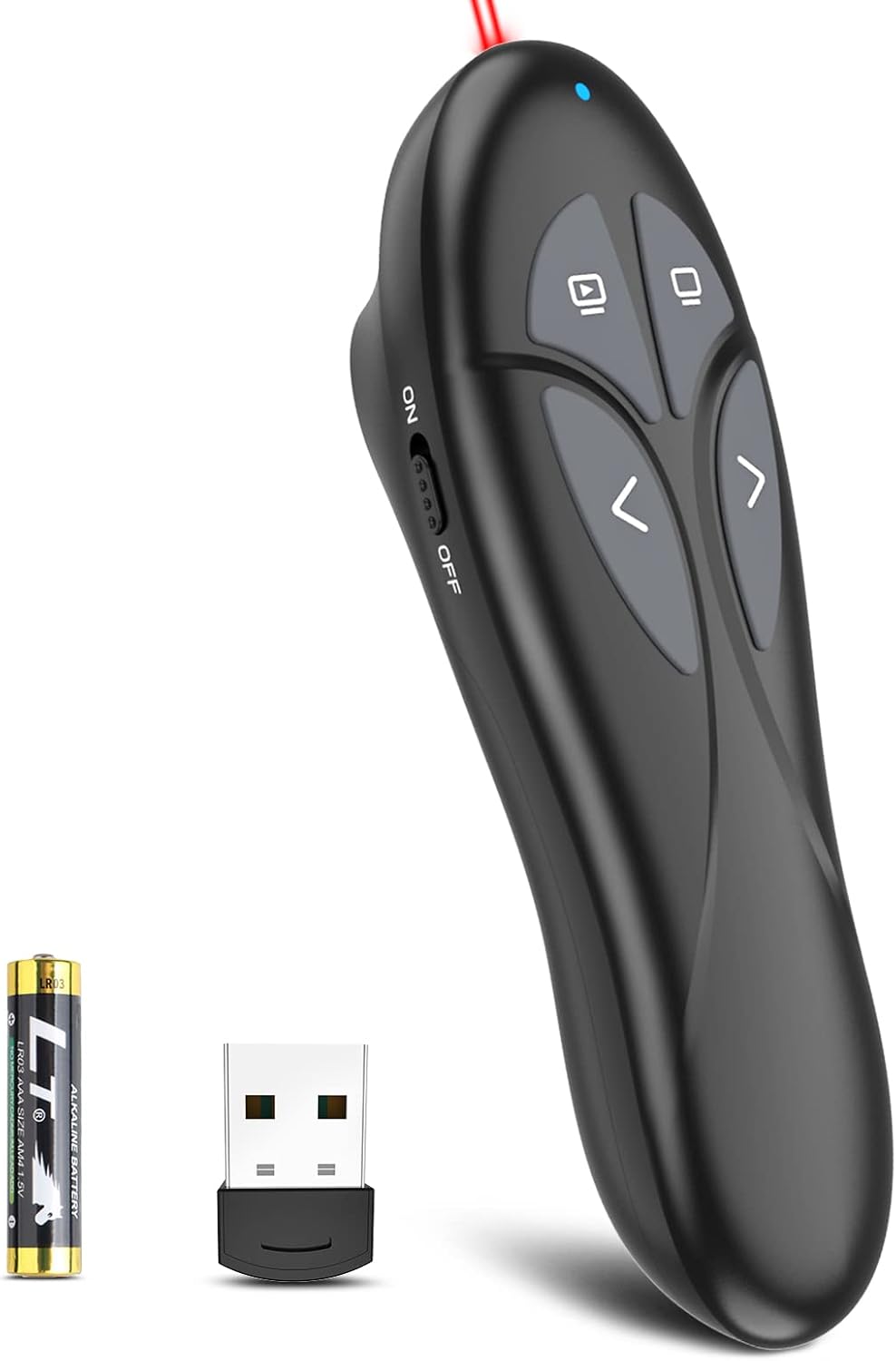 Wireless PowerPoint Remote Presentation Clicker - Presenter Remote PowerPoint Clicker with Red Laser Pointer Slide Advancer for Computer Laptop Mac