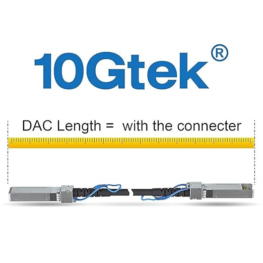 10Gtek 10G SFP+ DAC Cable - 10GBASE-CU Passive Direct Attach Copper Twinax SFP Cable for Cisco SFP-H10GB-CU0.3M, Meraki MA-CBL-TA-0.3M, Fortinet, Ubiquiti UniFi, D-Link, 0.3-Meter(1ft)