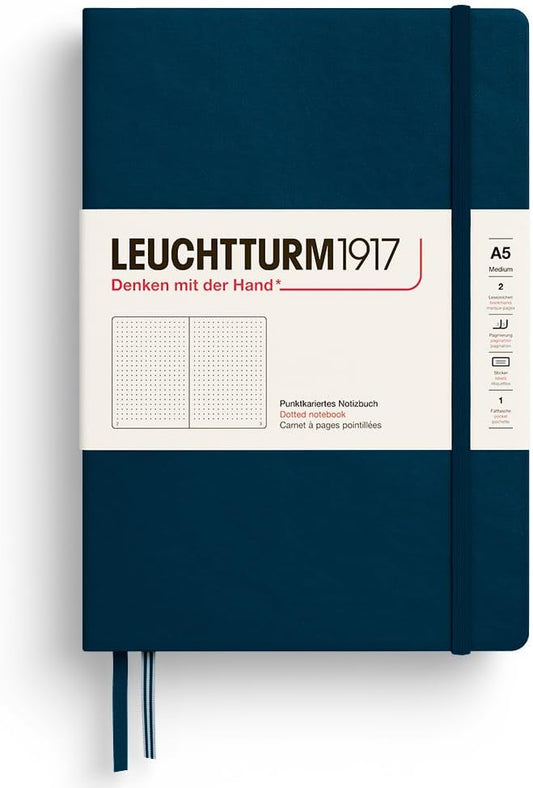 LEUCHTTURM1917 - Notebook Hardcover Medium A5-251 Numbered Pages for Writing and Journaling - Thinking Ahead (Dotted Paper, Deep Sea)