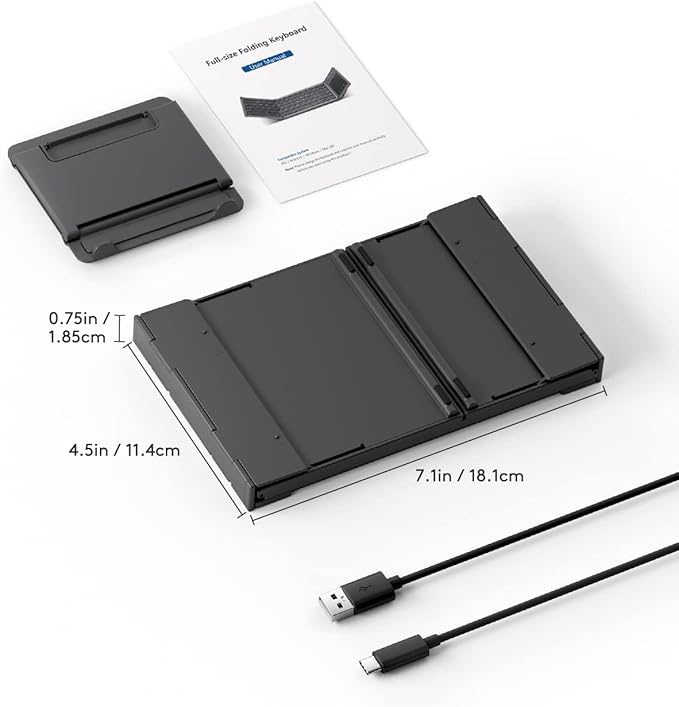 Samsers Foldable Bluetooth Keyboard with Touchpad, Full-Size Wireless Folding Holder, Rechargeable Portable Travel for iOS Android Windows Mac OS, Support 3 Devices (BT5.1 x 3)