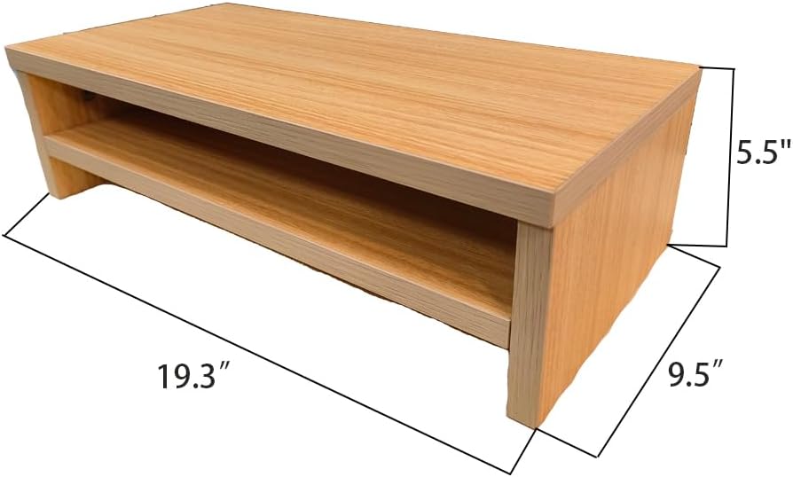 JZD Laptop Stand for Desk with Storage Shelves,Wooden Desktop Organizer with Storage for Home Office