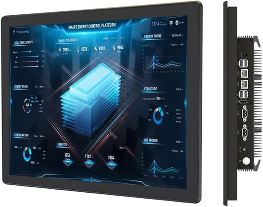 YanKe 21.5" Industrial Computer Touch Screen 10 Point Touch Industrial Computer, Resolution 1024 * 768 450nit, RJ45*2 USB*4 com*2 HD*1 WiFi+BT(7300U/8+128)