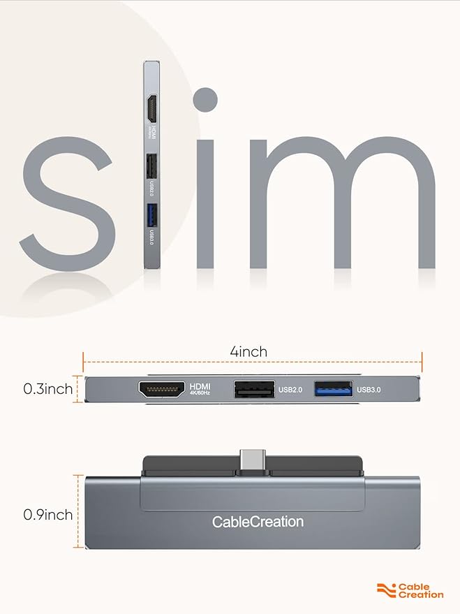 iPad Pro USB C Hub, CableCreation 5-in-1 USBC Hub Multiport Adapter with 4K 60hz HDMI, USB 3.0, USB C Charging and 3.5mm Audio Jack with Magnetic Grip for MacBook, iPad Pro,iPad Air and More