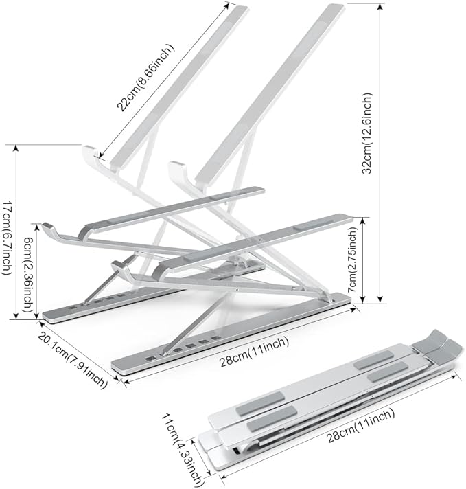 Laptop Stand Adjustable Portable Aluminum for 10" - 17" Laptop Tablet