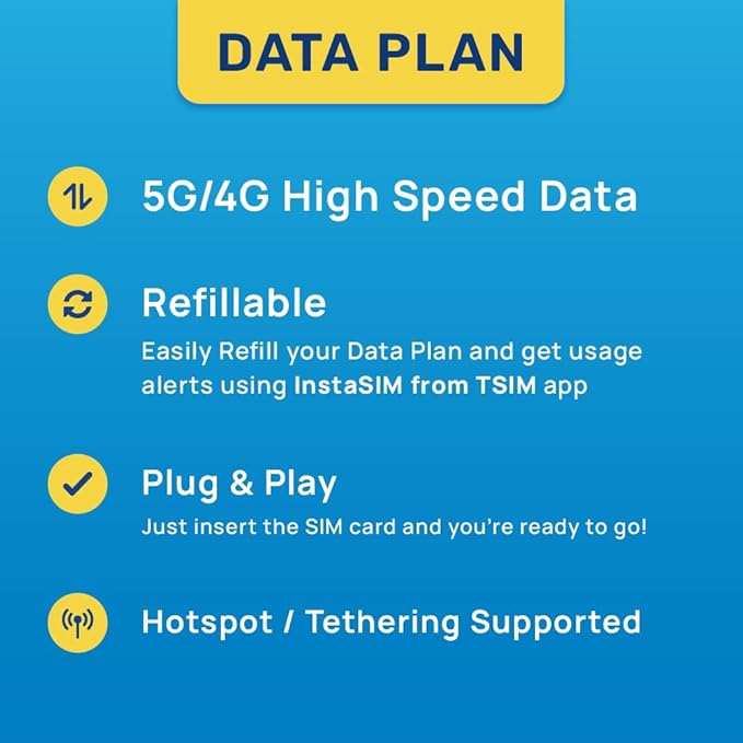 Malaysia SIM Card | 5 Days 1GB/Day | Auto Activation | Hotspot Allowed | No Phone Number | Refillable Plan via Insta Sim App