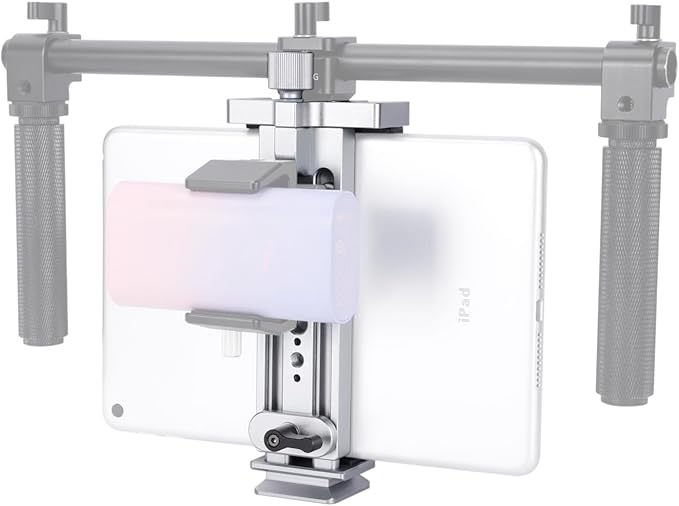 NICEYRIG Tablet Tripod Mount Aluminum Holder for iPad mini 8.3'' 7.9'', iPad Air, iPad Pro, 130mm - 223mm Adjustable Mounting Clamp with Double Locking Points, Quick Release Plate for Arca-style - 616