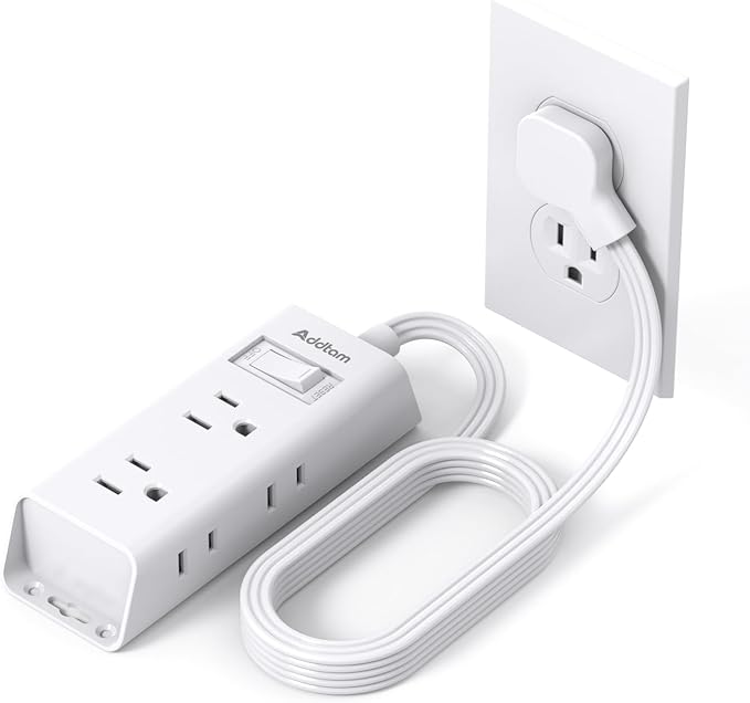 Cruise Essentials, Addtam 6 ft Ultra Flat Extension Cord with 6 Outlets Extender, Flat Plug Power Strip, No Surge Protector for Cruise Ship, Travel, Dorm, Home Office, ETL Listed