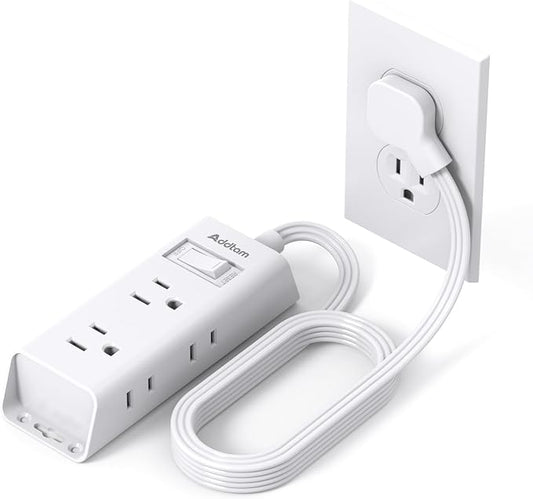 Cruise Essentials, Addtam 6 ft Ultra Flat Extension Cord with 6 Outlets Extender, Flat Plug Power Strip, No Surge Protector for Cruise Ship, Travel, Dorm, Home Office, ETL Listed
