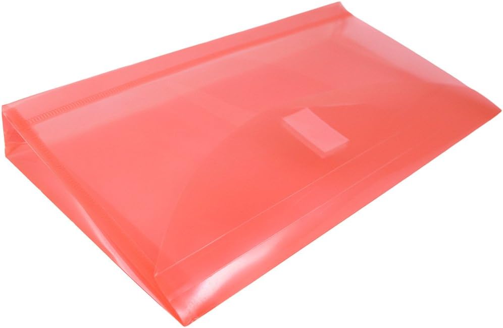 JAM PAPER Plastic Expansion Envelopes with Hook & Loop Closure - #10 Booklet Wallet - 5 1/4 x 10 with 1 Inch Expansion - Red - 12/Pack