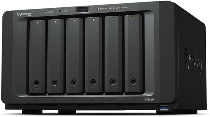 Synology DiskStatoin DS1621+ NAS Server for Business with Ryzen 2.2GHz CPU, 32GB Memory, 108TB HDD Storage, 2 x 1GbE LAN Ports, DSM Operating System