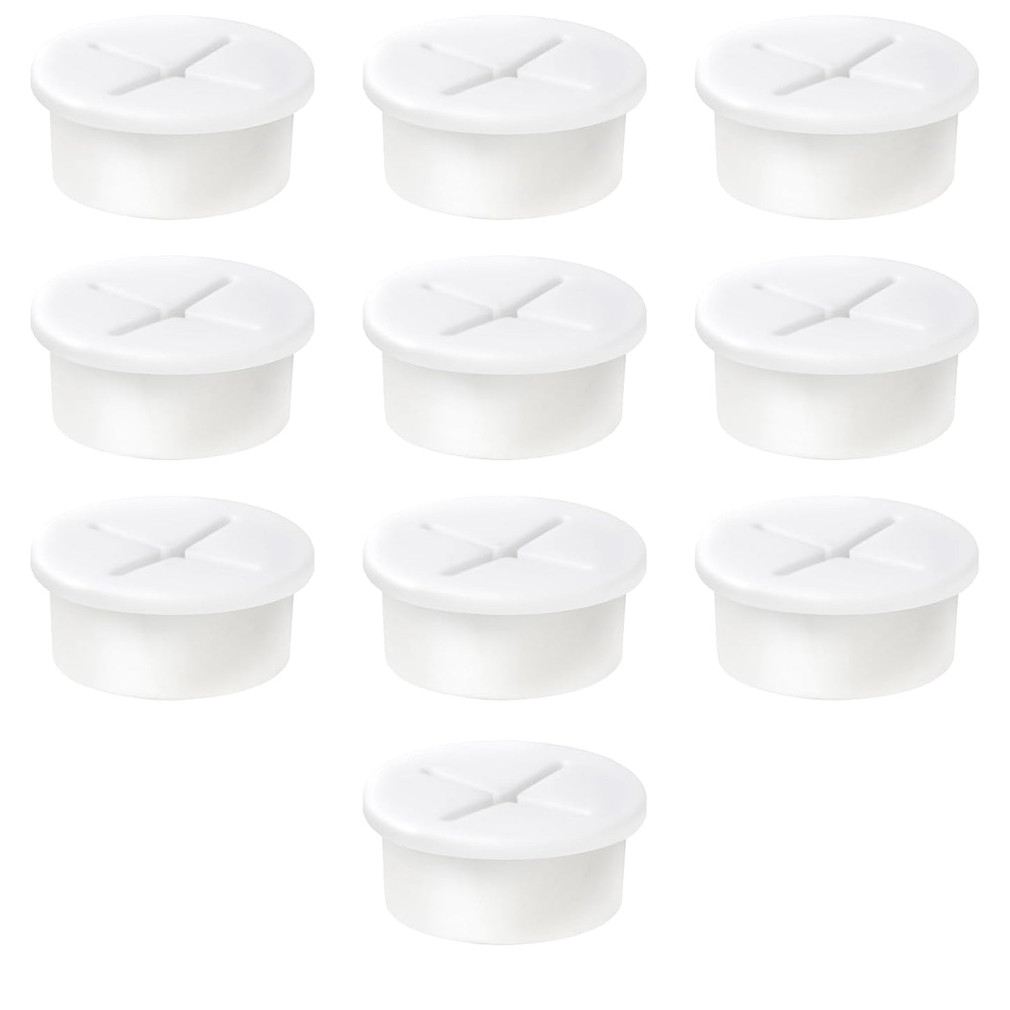 1" White Desk Grommet, JTemgle Flexible Cable Grommet Cross Rubber Cable Hole Cover Wire Organizer Caps Desktop Cord Management for Home Office TV Stands Tabletops, 10 Pieces