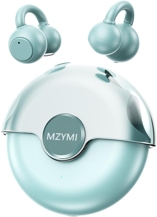 Open Ear Earbuds, Bluetooth 5.4 Clip On Headphones,with Mic, 56H Playtime, IPX5 Waterproof, Clip-On Fit, Clear Audio, for Small Ears, Workout Sports Running(Sky Blue)