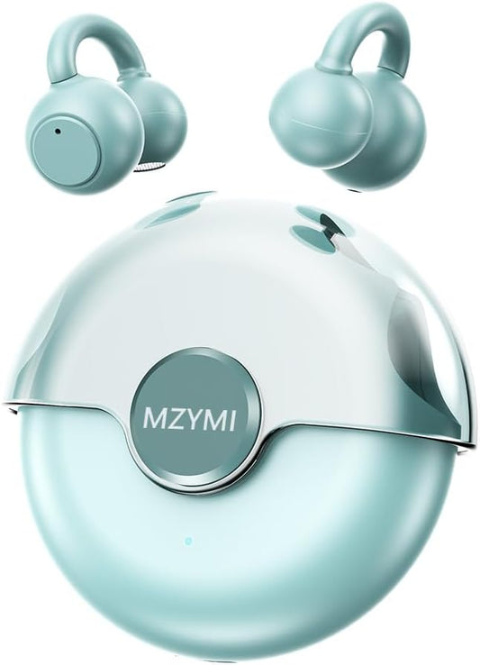 Open Ear Earbuds, Bluetooth 5.4 Clip On Headphones,with Mic, 56H Playtime, IPX5 Waterproof, Clip-On Fit, Clear Audio, for Small Ears, Workout Sports Running(Sky Blue)