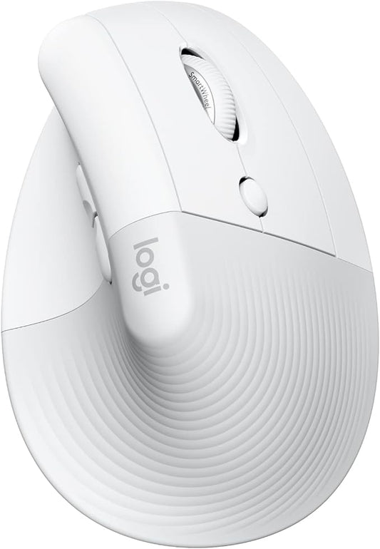 Logitech Lift for Mac Wireless Vertical Ergonomic Mouse, Bluetooth, Quiet Clicks, Silent Smartwheel, 4 Customizable Buttons, for macOS/iPadOS/MacBook Pro/Macbook Air/iMac/iPad - Off White