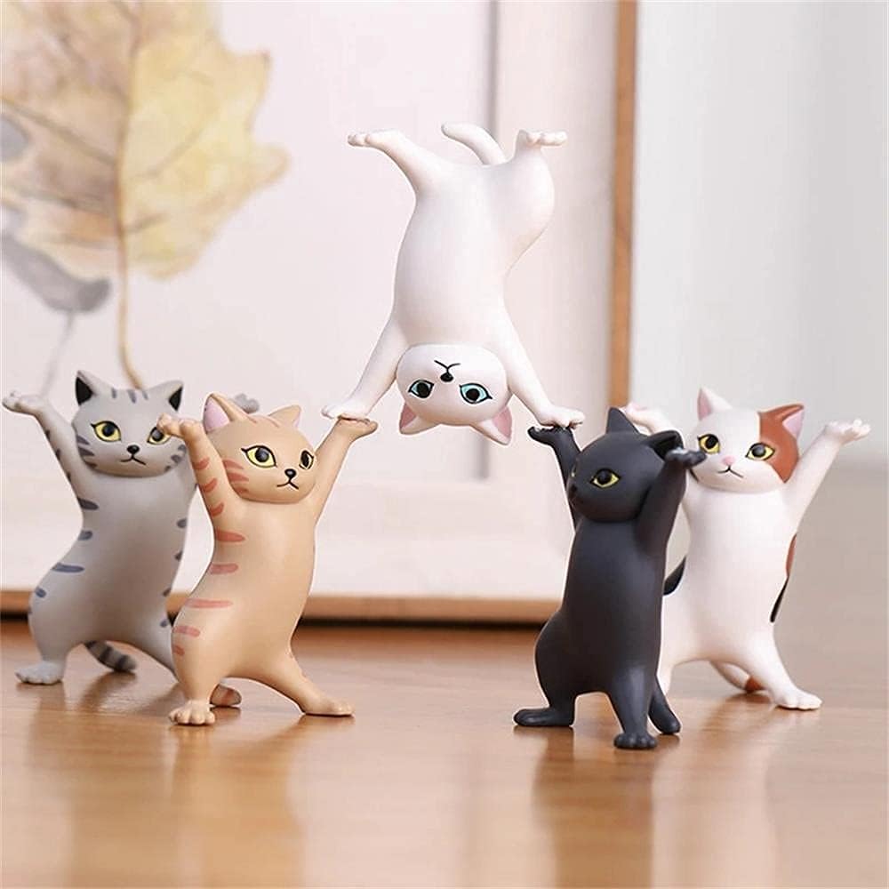 ATHAND Cute Gifts Desk Decor Funny Office Decor Cute Pen Holder Funny Office Desk Kawaii Dancing Cat (5 Cats Set)