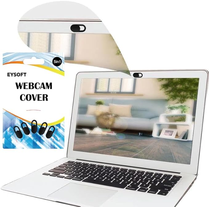 Webcam Cover, Webcam Cover Slide Compatible for Laptop, Desktop, PC, MacBook Pro, iMac, Mac Mini, iPad Pro, Smartphone,Protect Your Privacy and Security,Strong Adhesive (Black)