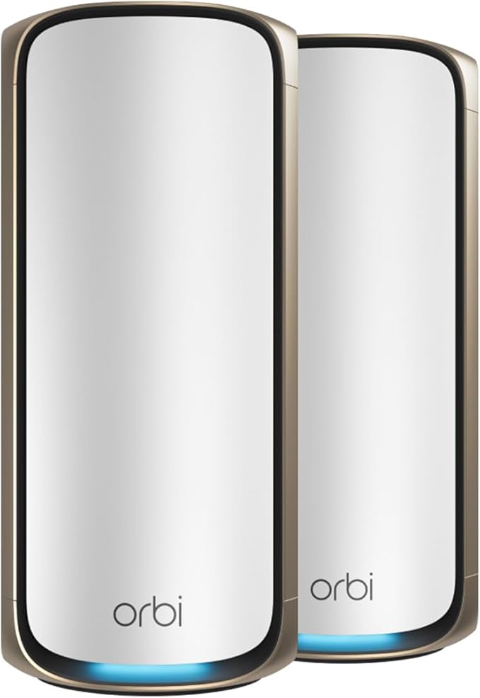 NETGEAR Orbi 970 Series Quad-Band WiFi 7 Mesh Network System (RBE972S) - Router + 1 Satellite Extender, Security Features, 27 Gbps, 6,600 sq. ft., 200 Devices, 10 Gig Internet Port – Free Expert Help