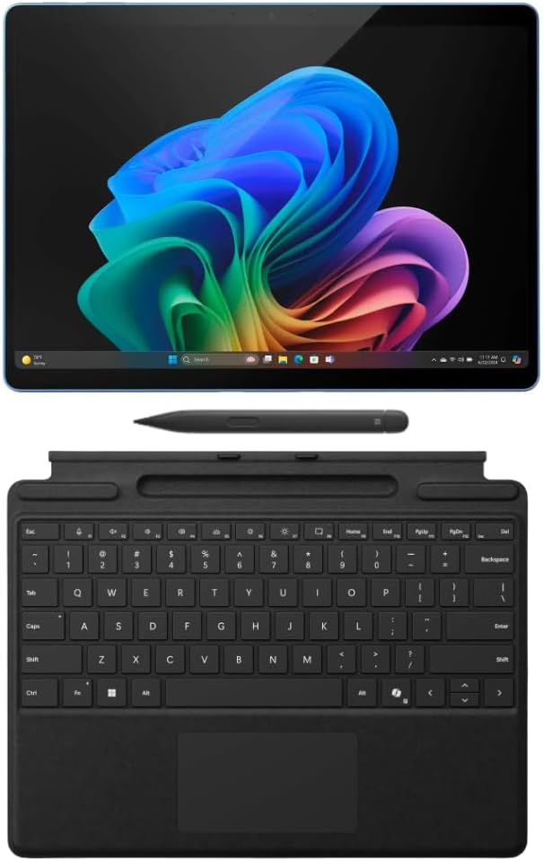 Microsoft Surface Pro 11 Copilot PC Bundle, 13" 13" 2.8K Touchscreen Tablet with Black Pro Keyboard & Slim Pen, Snapdragon X Plus, 16GB RAM, 2TB SSD, Win 11 Pro, Sapphire