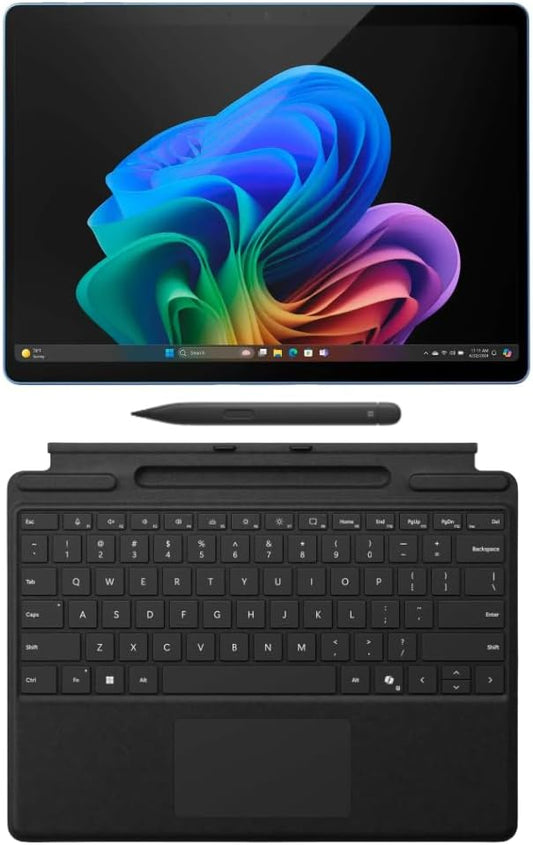 Microsoft Surface Pro 11 Copilot PC Bundle, 13" 13" 2.8K Touchscreen Tablet with Black Pro Keyboard & Slim Pen, Snapdragon X Plus, 16GB RAM, 2TB SSD, Win 11 Pro, Sapphire