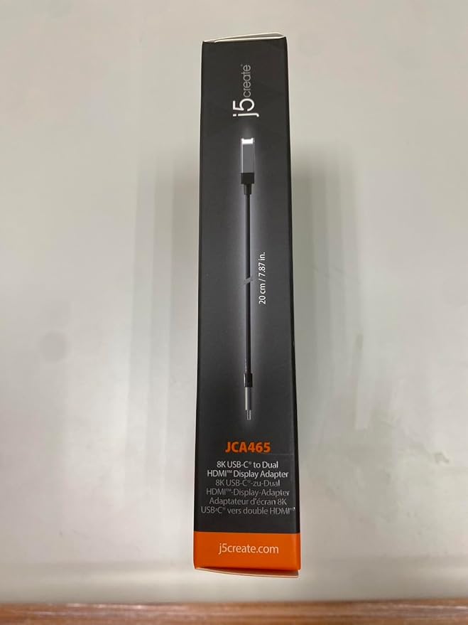 j5create 8K USB Type C to Dual HDMI Display Adapter - Single 8K60/4K144 or Dual 4K60 - Support MST Extended Mode, for Gamers and Professionals, Suitable for Windows Laptop (JCA465)