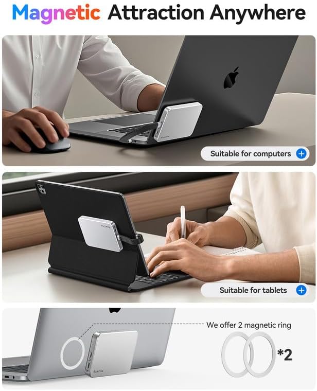 ORICO BookDrive 1TB Magnetic External SSD with PD 100W Charging for Labtop & USB-C Smartphone - Magsafe Portable Solid State Drive, 1000MB/s for USB 3.2 Gen2 - P10Plus