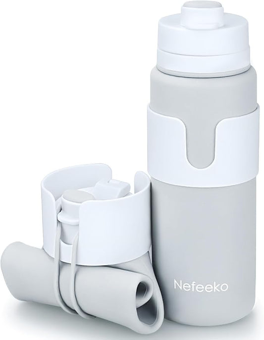 Nefeeko Collapsible Water Bottle, BPA Free 26oz Foldable Water Bottle for Travel Sports, Leak-Proof Spill-Proof Portable Water Bottles with Carabiner, Lightweight