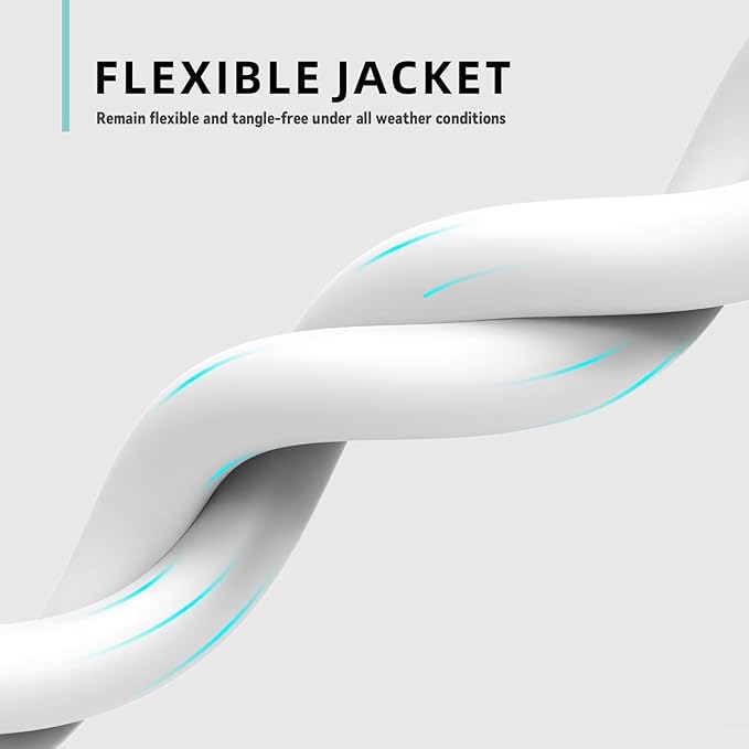 40ft Indoor Outdoor Extension Cord - 12/3 SJTW Heavy Duty Extension Cable with 3 Prong Grounded Plug for Safety -15Amp 1875W White Electric Cord Great for Garden, Appliances