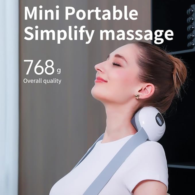 Mini Neck Massager with Handle, Electric Shoulder Massager with 12 Speeds for Pain Relief Deep Tissue, Neck, Back, Shoulder, White