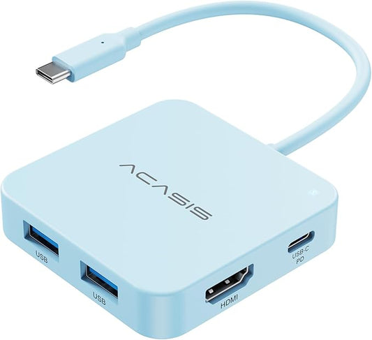 USB C Hub, Multiport Adapter with 4K@60 HDMI, 100W Power Delivery, 3 USB A+1 USB-C 3.1 Data Port, USB to HDMI Adapter for MacBook, Dell, Lenovo, Surface, iPad PRO, XPS (Blue)