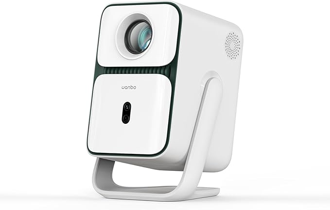 Wanbo T2 Ultra Projector with WiFi and Bluetooth, Native 1080P Mini Portable Projector with 120° Adjustable Stand, Auto Focus & Keystone, 500 ANSI Outdoor Movie Proyector, White