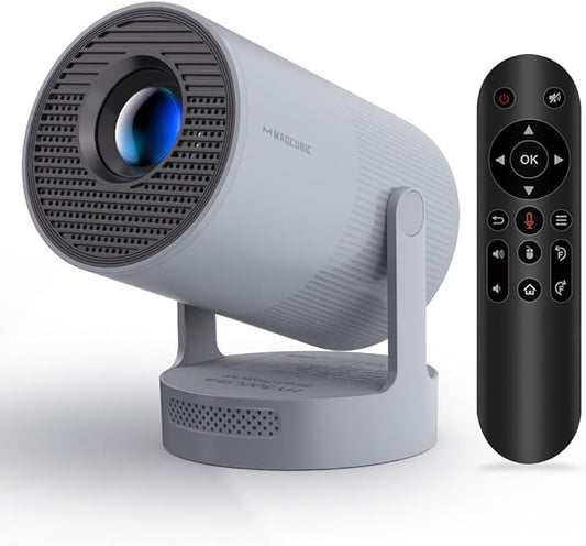 【Electric Focus】Magcubic Mini Projector 4K Support, Smart Projector with WiFi 6 and Bluetooth 5.4, 5W Soundbase Speaker, 180° Rotation, Portable Proyector for Home Theater HY300 Ultra (Grey)